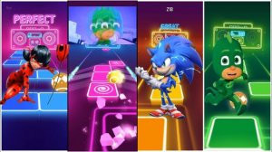 Соник 🆚 Чудесная Божья коровка 🆚 Кот в пижамных масках -Кэтбой 🆚 Гекко в пижамных масках🎶Плитки