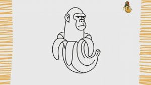 Как нарисовать шимпанзе в банане | Легко