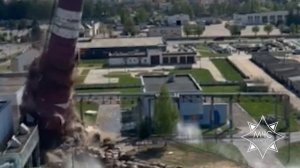 Дымовую трубу снесли взрывом в Островце