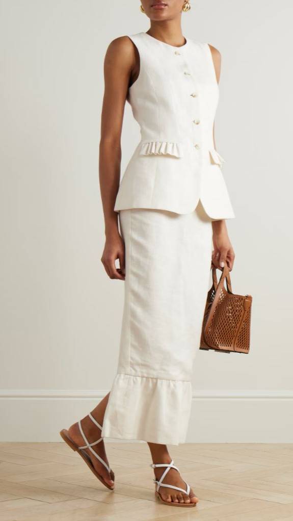 ❤️ ОБРАЗ ДНЯ: белый женский костюм изо льна, юбка и жилет, с чем носить смотреть онлайн