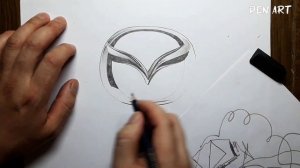 Рисунок логотипа Мазда Mazda logo drawing #logo #mazda #penart