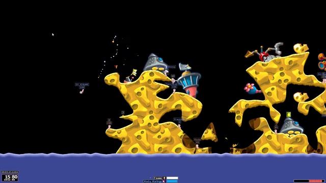 Worms Armageddon Толкаю мину с ранца!