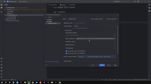 Как дебажить FastAPI проект в контейнере в PyCharm (Docker, Docker Com