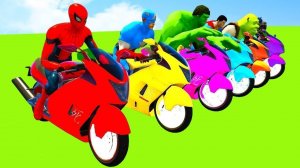 Забавные Супергерои и Красочные Мотоциклы Смешной Мультфильм для детей
