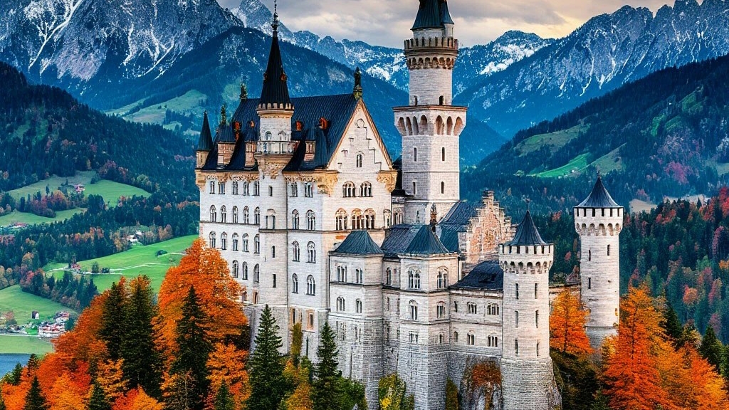 Поездка к замку Нойшванштайн Германия, панорама с моста Мариенбрюке.