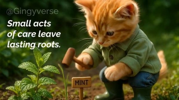 🌿 Tiny Cat Tends to His Little Garden_ Quiet Work, Gentle Growth ☀️🐾