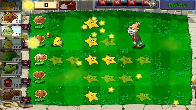 Бонусная игра в Plants Vs Zombies - Ставь звёзды в определённом месте, чтобы выиграть