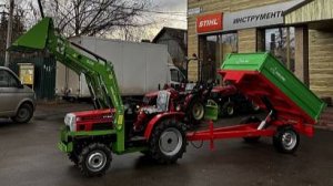 Работа трактора с двухкорпусным плугом! Минитрактор Mitsubishi VST MD 180 D.