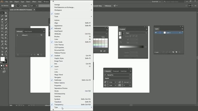Создание рабочей среды в Adobe Illustrator и настройка палитр смотреть онлайн