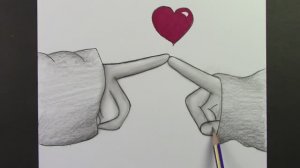 Как нарисовать  прикосновение рук к сердцу карандашом