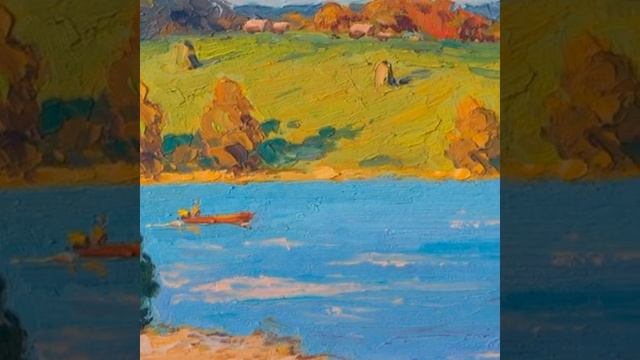 Картина авторская "Шуг, Озеро, Вечер". Художник - Александр Александровский. Холст / Масло, 30x63 с смотреть онлайн