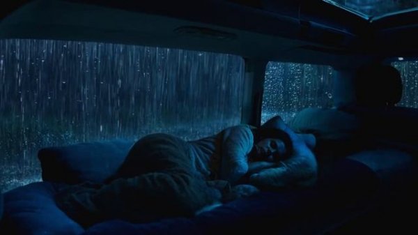 Тяжелый ночной дождь в уютной машине 🚗 Гром и звуки дождя для мгновенного засыпания