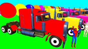 Мультики про Цветные Грузовики и Бульдозеры Учим Цвета Развивающий Мультик Песенка с Человек Паук
