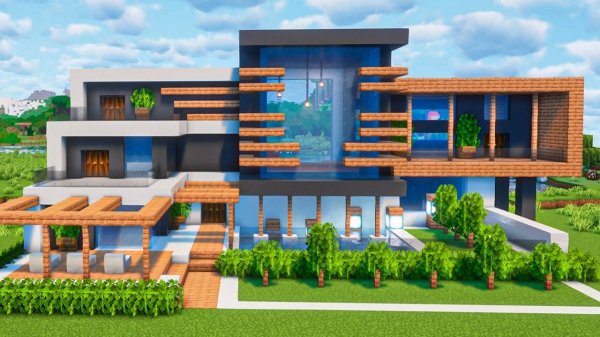 МАЙНКРАФТ СОВРЕМЕННЫЙ ДОМ в 3 ЭТАЖА с БАССЕЙНОМ Как Построить