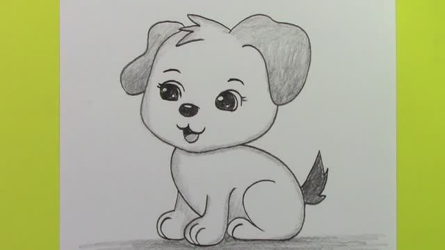 Рисунок милого щенка: как нарисовать собаку карандашом, легкие рисунки смотреть онлайн