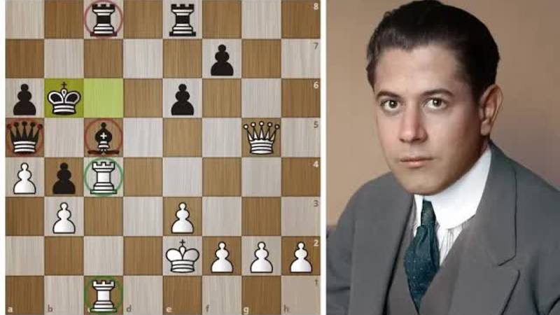 Хосе Рауль Капабланка：ЖЕРТВУЕТ коня и выключает три фигуры противника из борьбы! Шахматы.