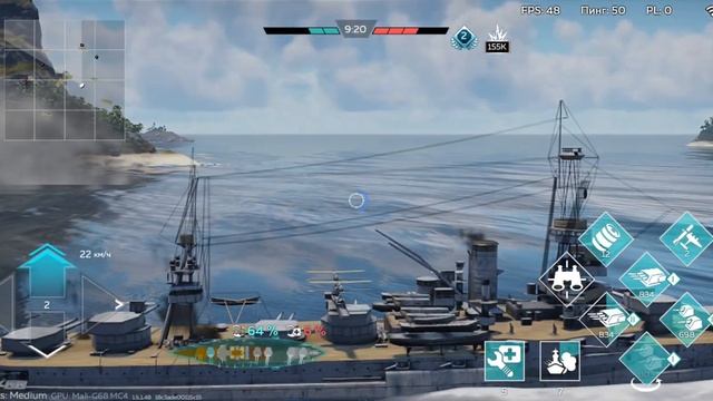 Линкор-дредноут по Американски USS Wyoming в War Thunder Mobile Game Pl