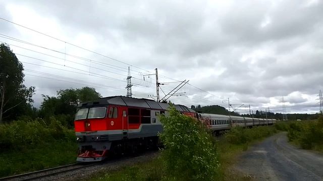 ТЭП70-0278. Свист турбин. Идёт с пассажирским из Костомук?