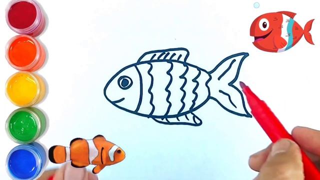 Drawing Fish for Children with kids song / Рисунок Рыба для детей / Bolalar uchun baliq chizish смотреть онлайн