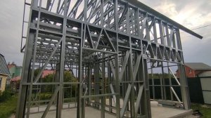 Сборка ЛСТК каркаса дома с гаражом