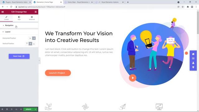 Elementor One Page Navigation _ Scroll _ Menu - Royal Elementor Addons