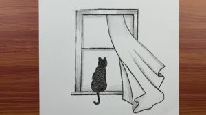 Лёгкий рисунок кошки: как нарисовать кошку, сидящую на окне — простые рисунки животных