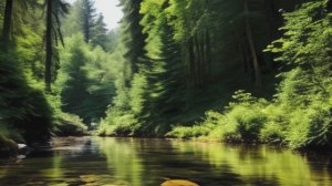 Река в лесу. Шум воды для отдыха