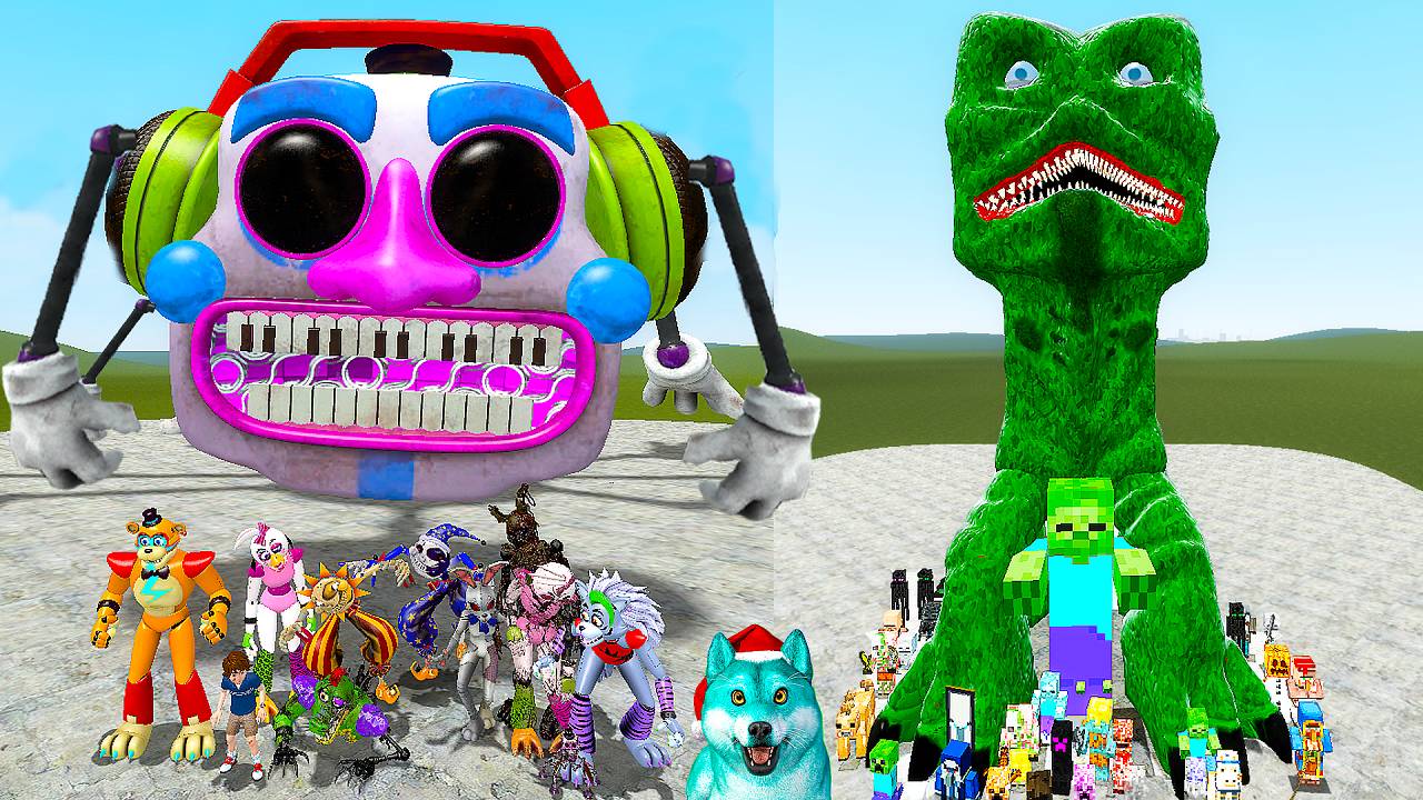Все майнкрафт мобы против фнаф 9 аниматроников в гаррис мод! garry's mod смотреть онлайн
