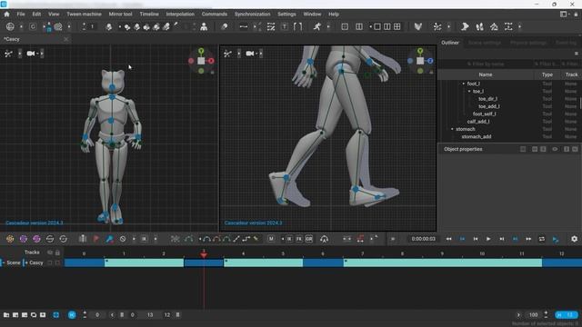 Cascadeur : Создаём анимацию ходьбы.