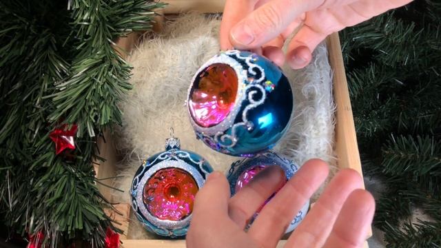 Набор новогодних стеклянных ёлочных шариков С1876 