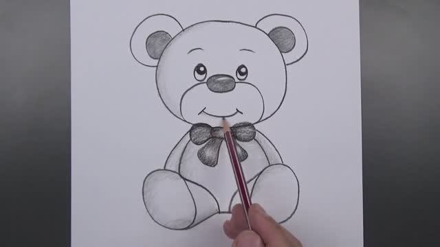 Как нарисовать очень просто милого плюшевого мишку шаг за шагом карандашом смотреть онлайн