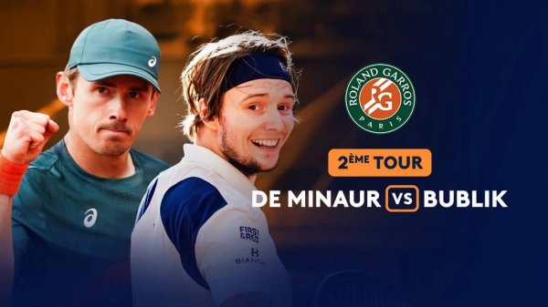 29.05.2025. Алекс де Минор - Александр Бублик. ATP Roland Garros. Alex De Minaur - Alexander Bublik