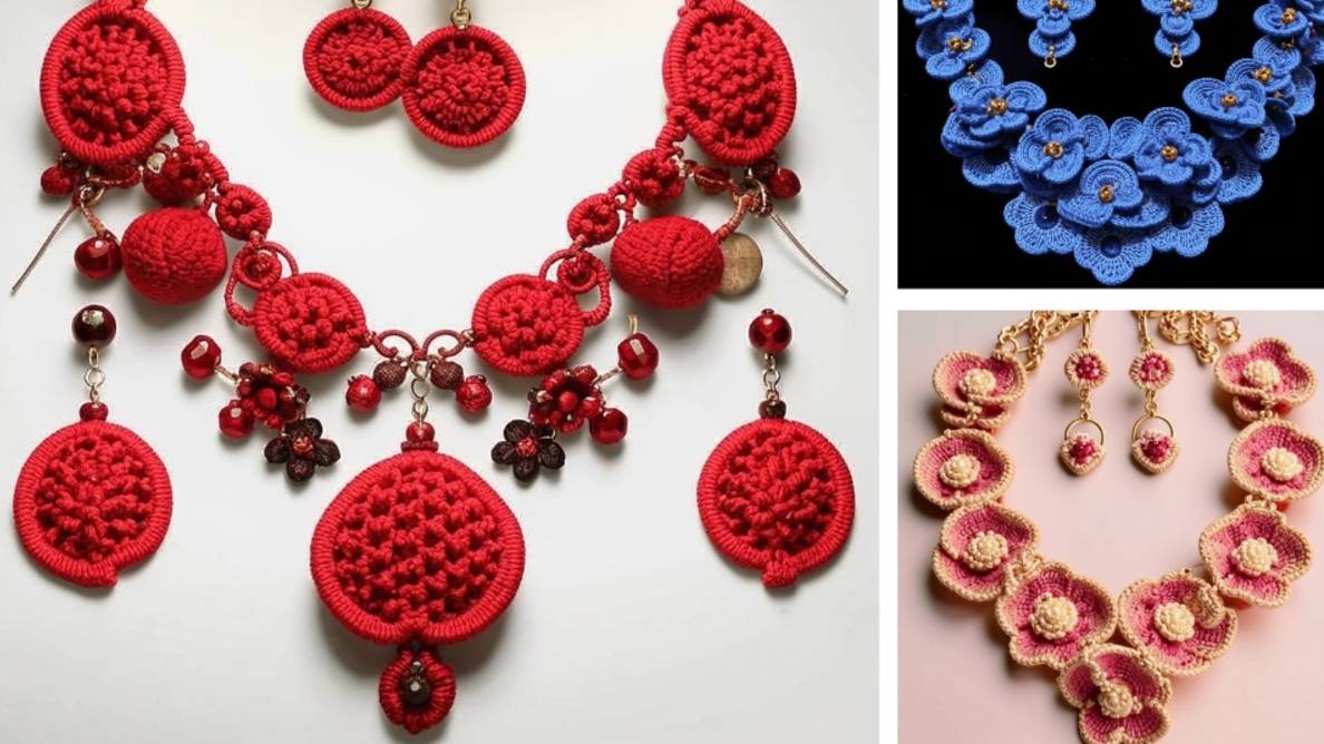 УКРАШЕНИЯ с цветами и листьями от AI. ВЯЗАНИЕ. Подборка №20. смотреть онлайн