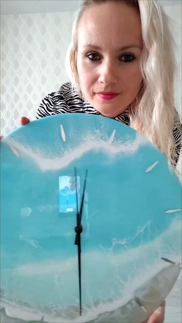 Часы МОРЕ из эпоксидной смолы диаметром 40 см #эпоксидн смотреть онлайн