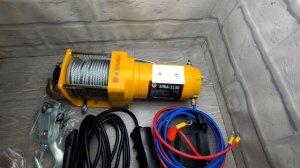 Лебедка электрическая для автомобиля Калибр ЭЛБА-1130, желтая