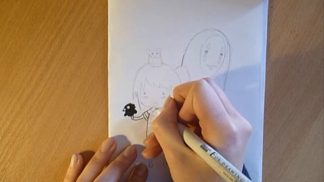 Рисуем Тихиро и Безликого из мультика Унесённые призраками смотреть онлайн