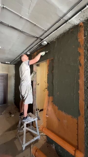 Армирование стен фасадной стеклосеткой #штукатур #шту смотреть онлайн