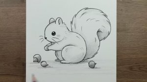 Как нарисовать милую белку шаг за шагом карандашом - Простые идеи рисования - Для начинающих