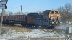 "В работе!" Снегоуборочный поезд СМ-2: уборка снега на п?