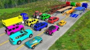 Перевозка автомобилей с бортовым прицепом на грузовике - Speedbumps против автомобилей и поездов