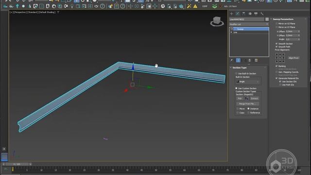 Как исправить плинтус в 3ds max. Модификатор Sweep смотреть онлайн