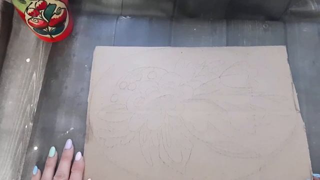 Декоративная работа на картоне из ткани. смотреть онлайн