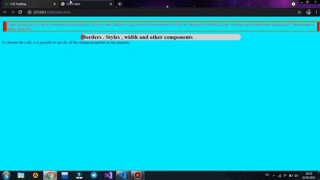 СSS 3-dars||  |CSS Borders ,Margin , Padding,Width ,height , Box Model, Outline Kampanentlari ||