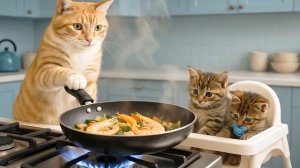 Mama Cat Catches Crabs by the Sea & Makes Tiger Hat For Kittens At Home🐾🧶🎩