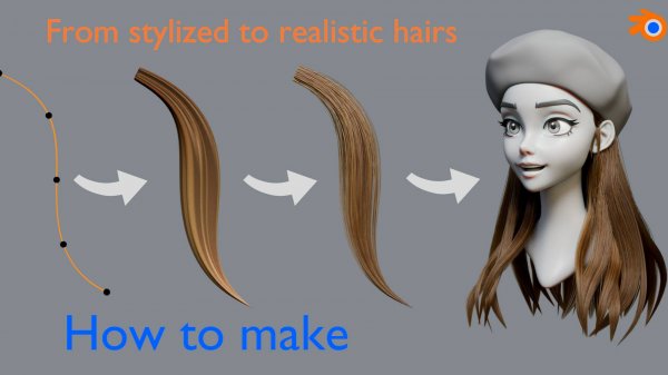 Как сделать из стилизованных волос реалистичные в Blender.