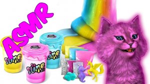 УСПОКАИВАЮЩЕЕ ASMR ДЛЯ ДЕТЕЙ И РОДИТЕЛЕЙ С ГОВОРЯЩИМ КОТЕНКОМ АБИ colorful slime factory часть 4 #13