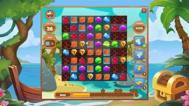 Как пройти уровень 1405 игры Сокровища Пиратов