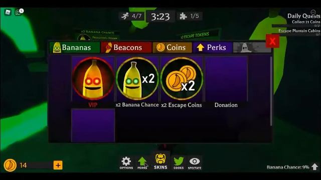 играю в игру Banana Eats • 🏕️QUESTS🏕️. + код в игре