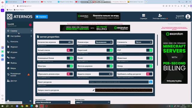 Как создать сервер в майнкрафт на атернос aternos смотреть онлайн