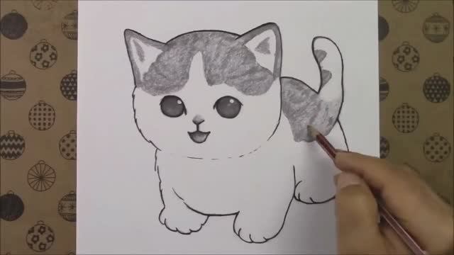 Как нарисовать милую кошку шаг за шагом, наше хобби рисования карандашом, легкие идеи смотреть онлайн